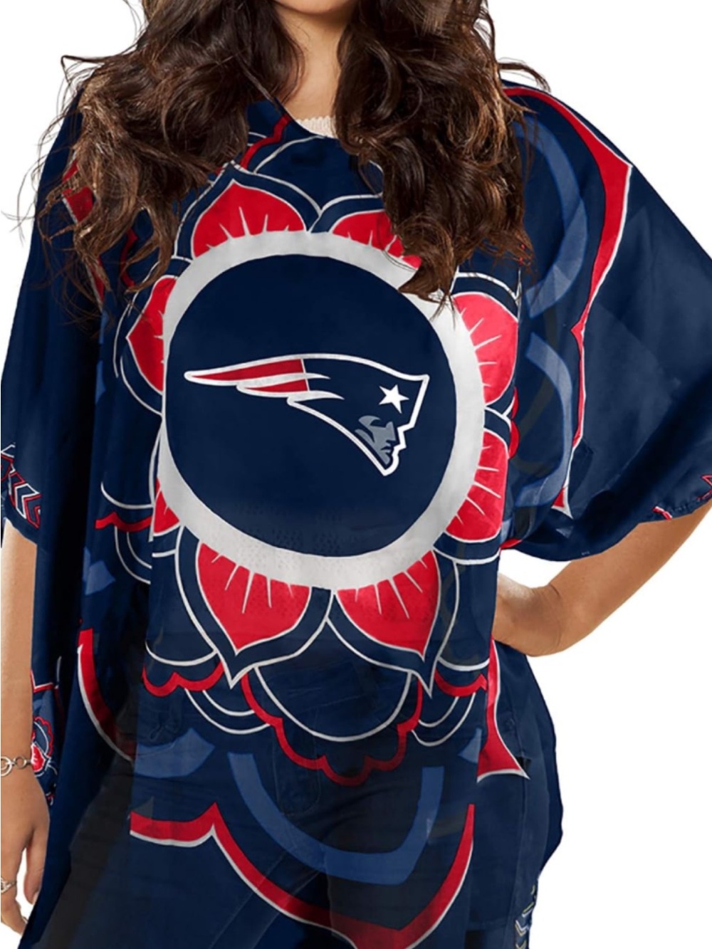 New England Patriots Navy & Red Women's Tunic Top